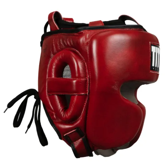 Шлем для бокса TITLE Boxing Blood Red Leather Sparring Headgear S/M