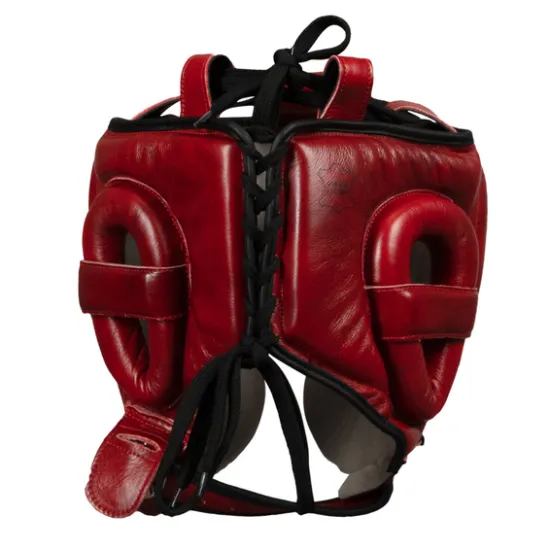 Шлем для бокса TITLE Boxing Blood Red Leather Sparring Headgear S/M