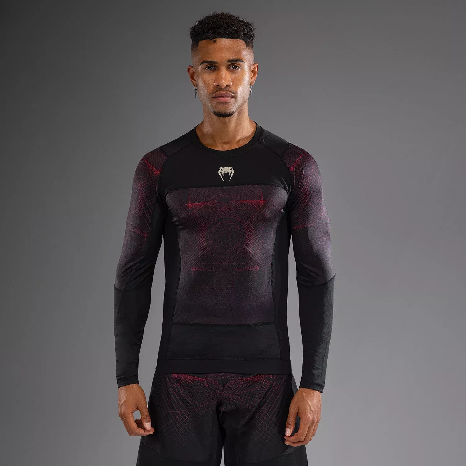 Рашгард Venum G-Fit Air Men's Long Sleeve Rashguard Deep Black/Fire Red-S