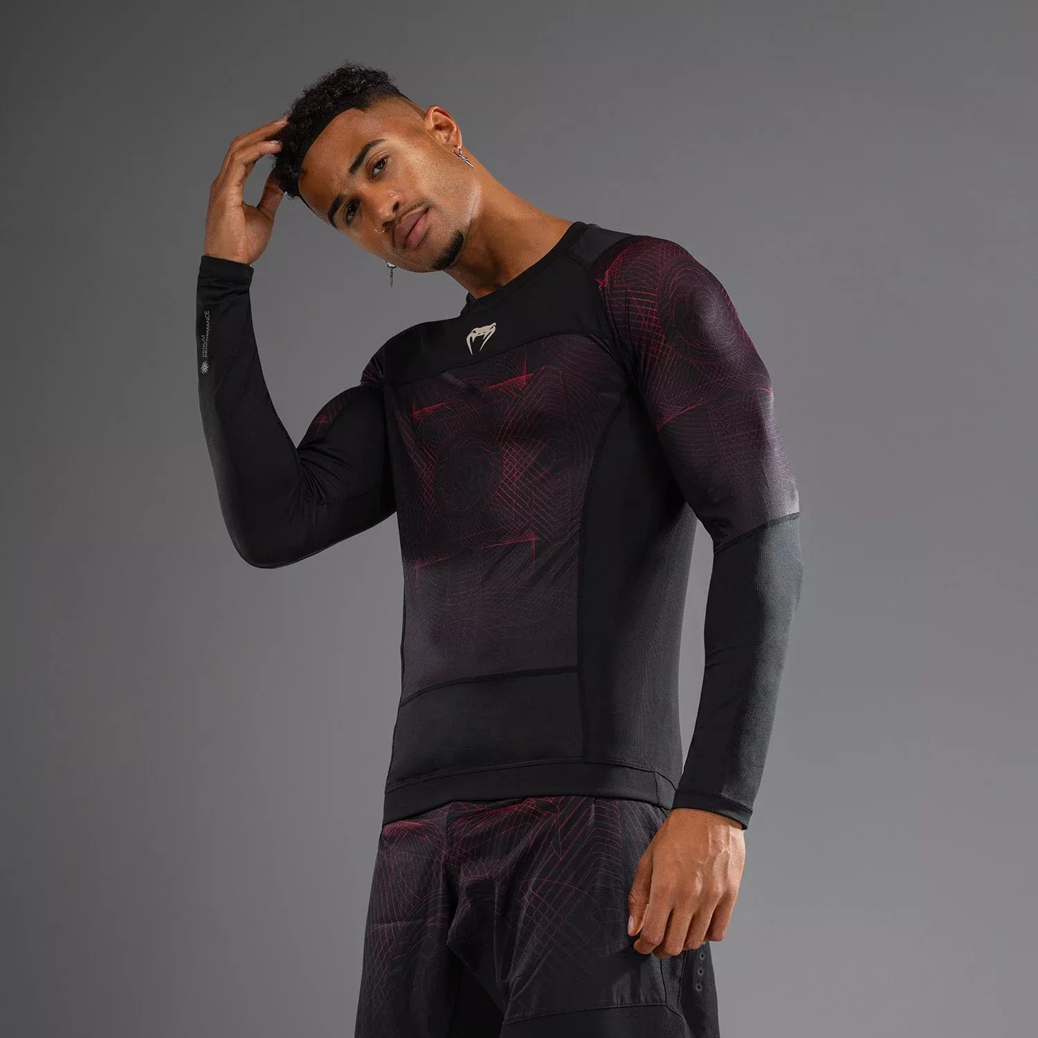 Рашгард Venum G-Fit Air Men's Long Sleeve Rashguard Deep Black/Fire Red-S