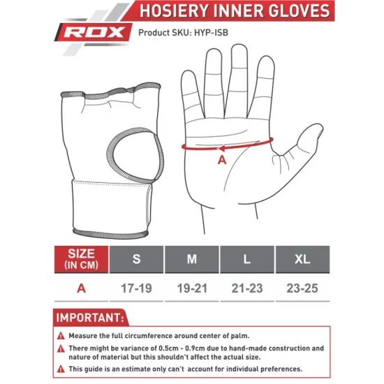 Бинт-перчатка для бокса RDX Inner Gel Black-S