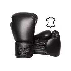 Боксерські рукавички PowerPlay 3014 чорні (шкіра) 12 унцій