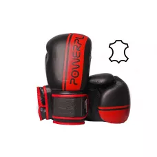 Боксерские перчатки PowerPlay 3022 A черно-красные (натуральная кожа) 14 унций