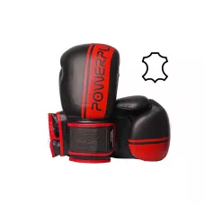 Боксерские перчатки PowerPlay 3022 A черно-красные (натуральная кожа) 16 унций