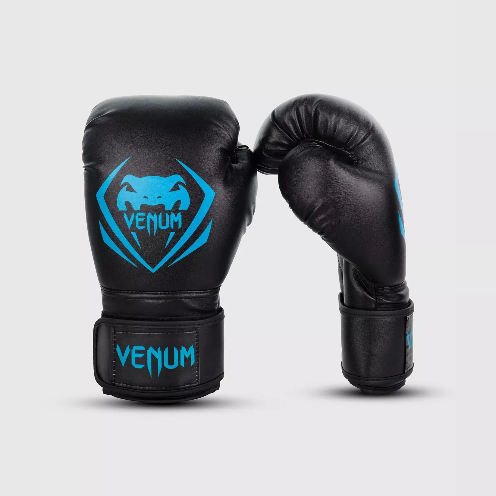 Боксерские перчатки Venum Contender Black/Cyan 10 унций