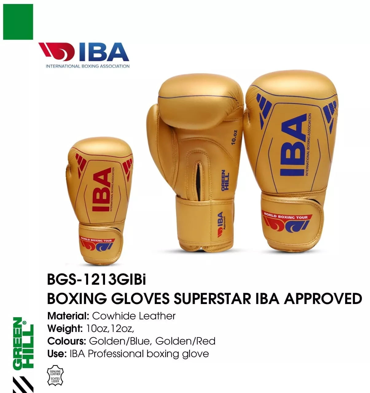 Боксерские перчатки Green Hill IBA Super Star Gold Edition-10