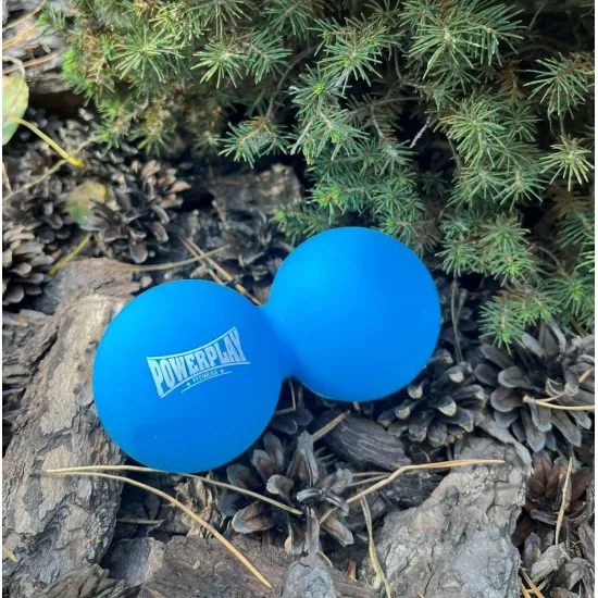 Масажний силіконовий подвійний м'яч PowerPlay PP-4355 Silicone Lacrosse Peanut Ball (6.3*12.6см.) Синій