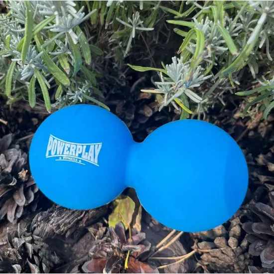 Масажний силіконовий подвійний м'яч PowerPlay PP-4355 Silicone Lacrosse Peanut Ball (6.3*12.6см.) Синій