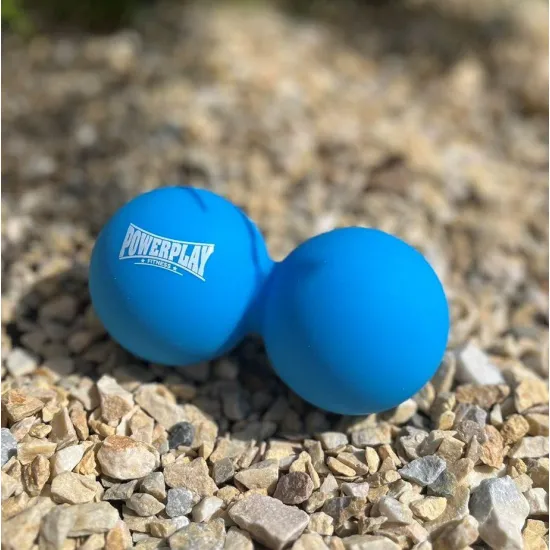 Масажний силіконовий подвійний м'яч PowerPlay PP-4355 Silicone Lacrosse Peanut Ball (6.3*12.6см.) Синій