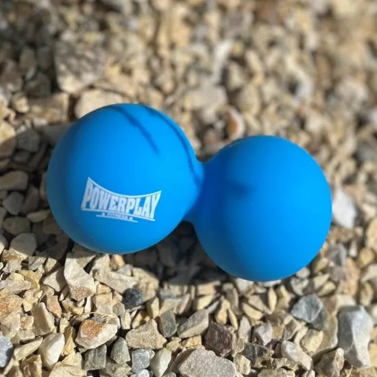 Масажний силіконовий подвійний м'яч PowerPlay PP-4355 Silicone Lacrosse Peanut Ball (6.3*12.6см.) Синій