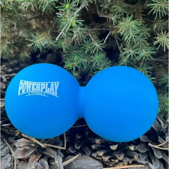 Масажний силіконовий подвійний м'яч PowerPlay PP-4355 Silicone Lacrosse Peanut Ball (6.3*12.6см.) Синій