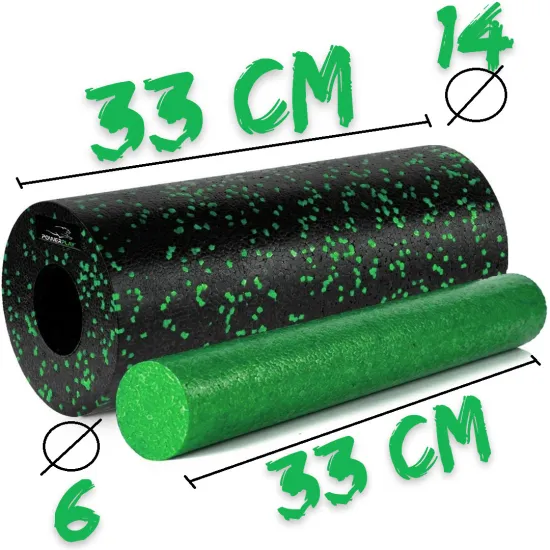 Масажний роллер PowerPlay PP-4348 2в1 EPP Foam Roller Чорно/Зелений 33x14см)
