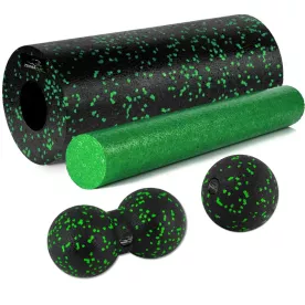 Масажний набір PowerPlay PP_4015 EPP Foam Roller Set 4in1 (2-ва роли + 2-ва м'ячі) Чорно-зелений