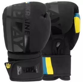 Боксерские перчатки PowerPlay 3021 Ukraine Черные 10 унций