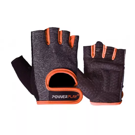 Перчатки для фитнеса PowerPlay 2935 женские серо-оранжевые XS