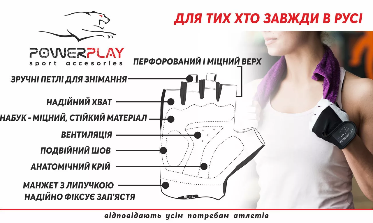 Рукавички для фітнесу PowerPlay 2935 жіночі сіро-жовтогарячі XS