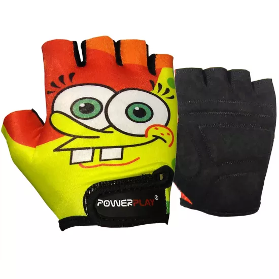 Велоперчатки детские PowerPlay 5473 Sponge Bob желто-оранжевые S