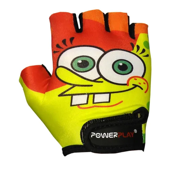 Велоперчатки детские PowerPlay 5473 Sponge Bob желто-оранжевые S