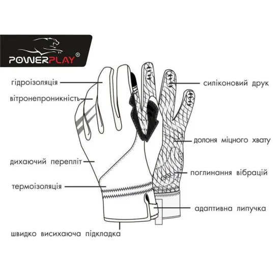 Велоперчатки PowerPlay 6551 Салатово-сірі M