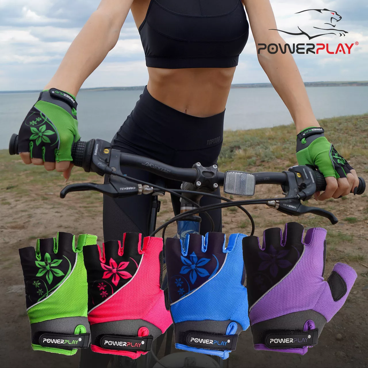 Велоперчатки женские PowerPlay 5281 D Фиолетовые XS