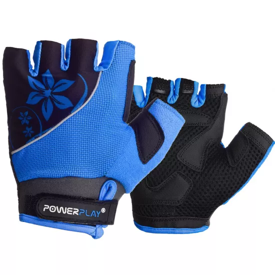 Велоперчатки женские PowerPlay 5281 B Голубые XS