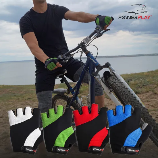 Велоперчатки PowerPlay 5041 B Чорно-блакитні XS
