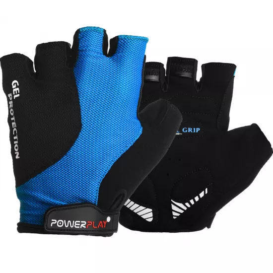 Велоперчатки PowerPlay 5028 D Чорно-блакитні XS