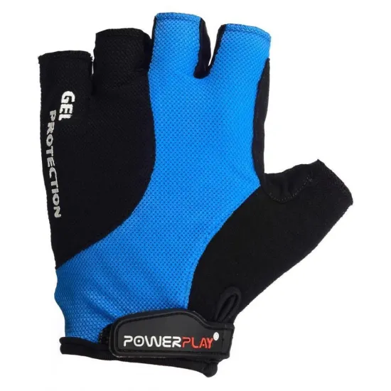 Велоперчатки PowerPlay 5028 D Чорно-блакитні XS