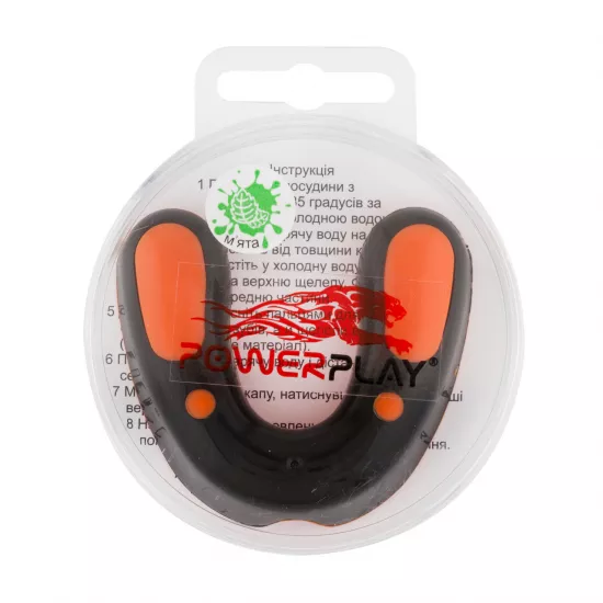 Капа боксерська PowerPlay 3315 SR оранжево-чорна MINT
