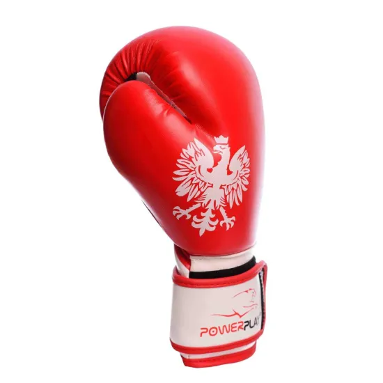 Боксерские перчатки PowerPlay 3021-2 Poland Красно-белые 8 унций