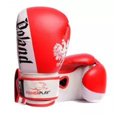 Боксерські рукавички PowerPlay 3021-2 Poland Червоно-білі 10 унцій