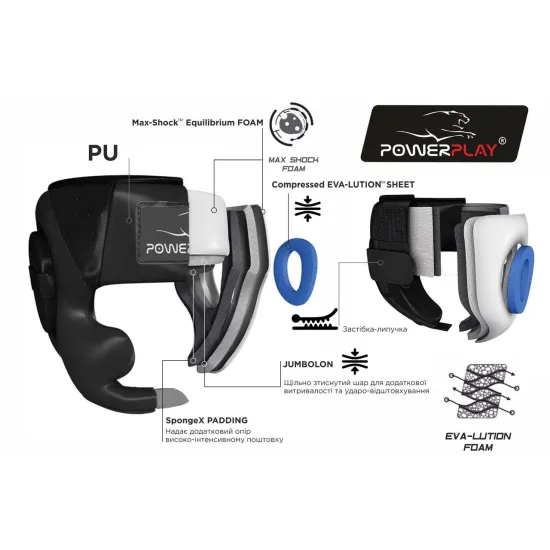 Боксерский шлем тренировочный PowerPlay 3043 красный XS