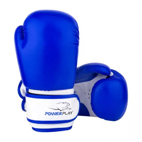 Боксерські рукавички PowerPlay 3004 JR синьо-білі 6 унцій