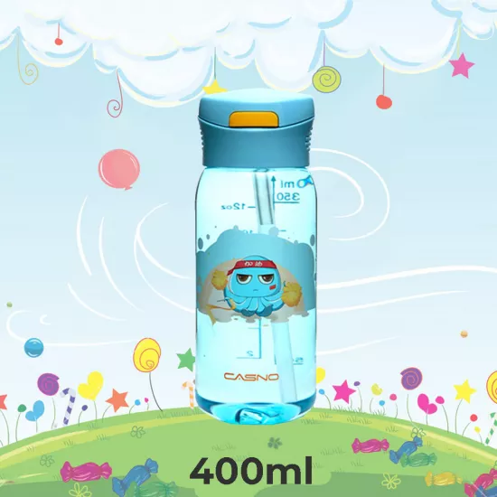 Пляшка для води CASNO 400 мл KXN-1195 Синя (восьминіг) із соломинкою