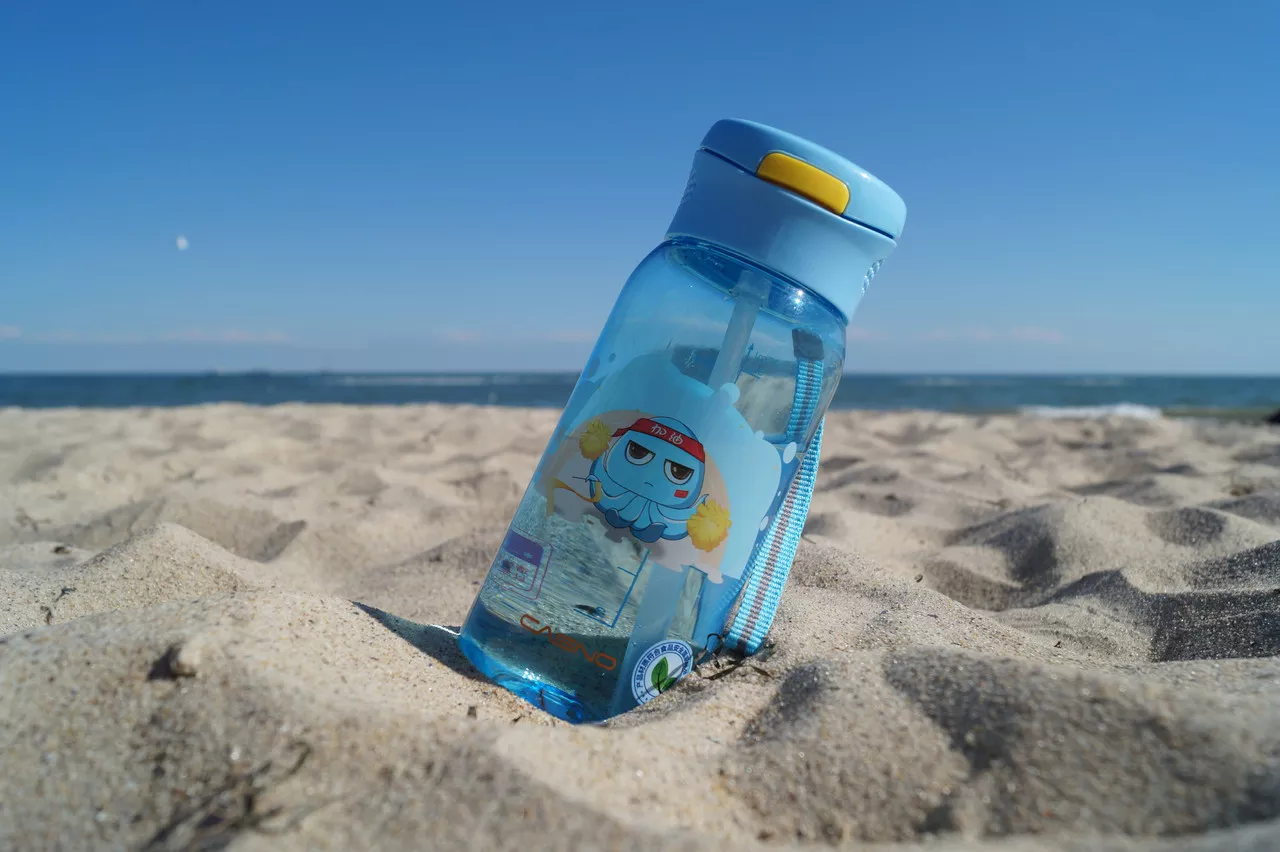 Пляшка для води CASNO 400 мл KXN-1195 Синя (восьминіг) із соломинкою