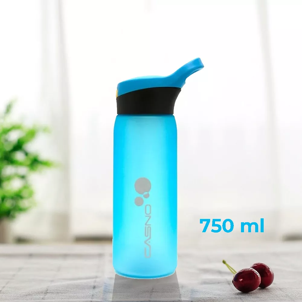 Пляшка для води CASNO 750 мл KXN-1210 Блакитна з соломинкою