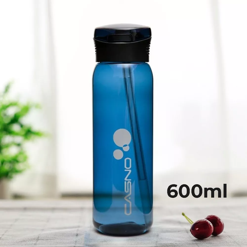 Пляшка для води CASNO 600 мл KXN-1211 Синя із соломинкою