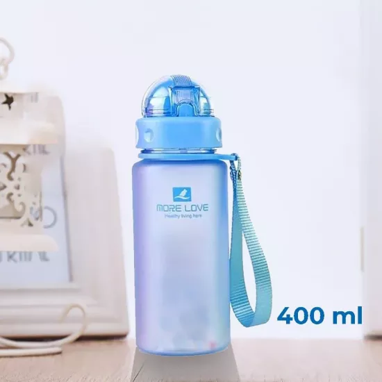 Бутылка для воды CASNO 400 мл MX-5028 More Love Голубая с соломинкой