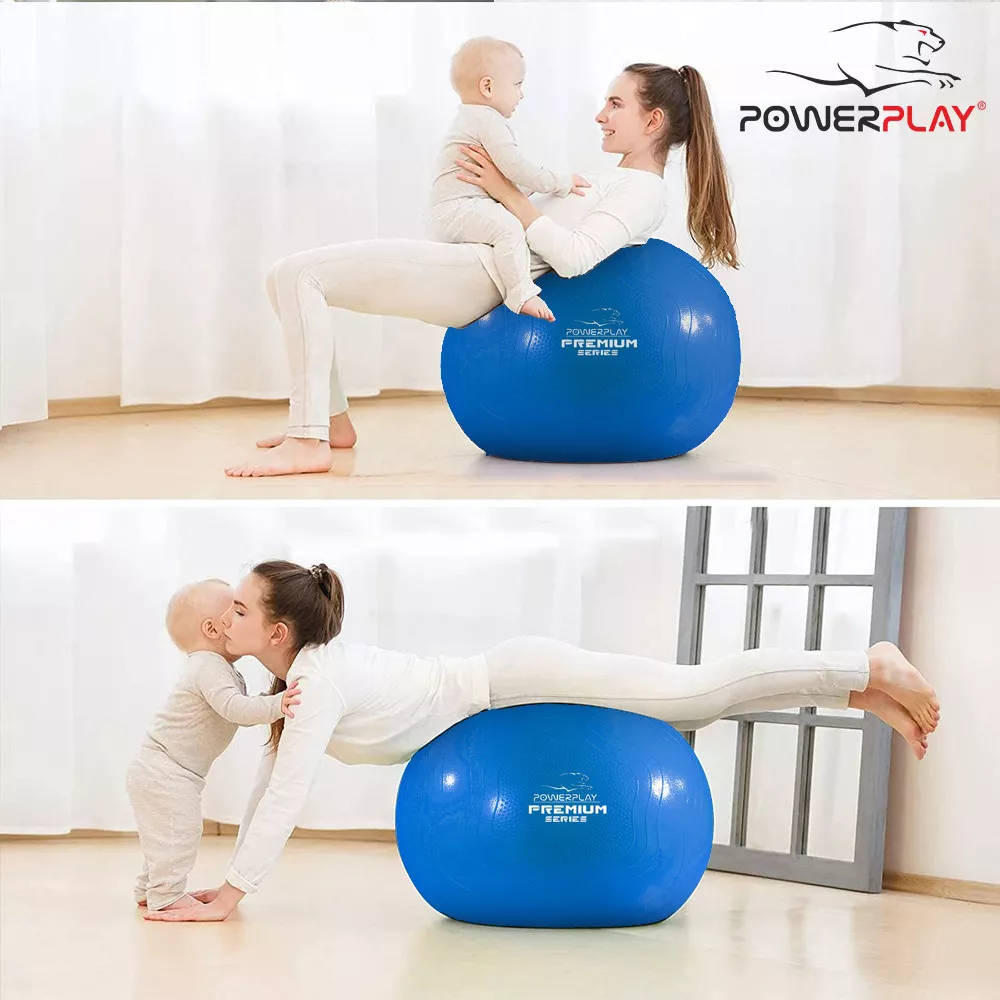 Мяч для фитнеса упрочненный PowerPlay 4000 Premium 65 см Синий + насос
