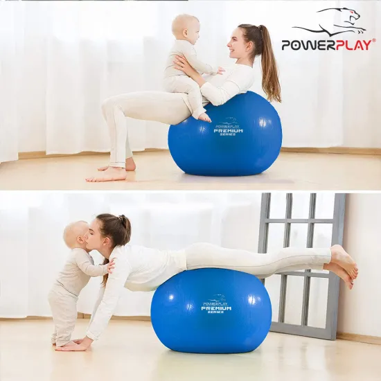 Мяч для фитнеса упрочненный PowerPlay 4000 Premium 65 см Синий + насос