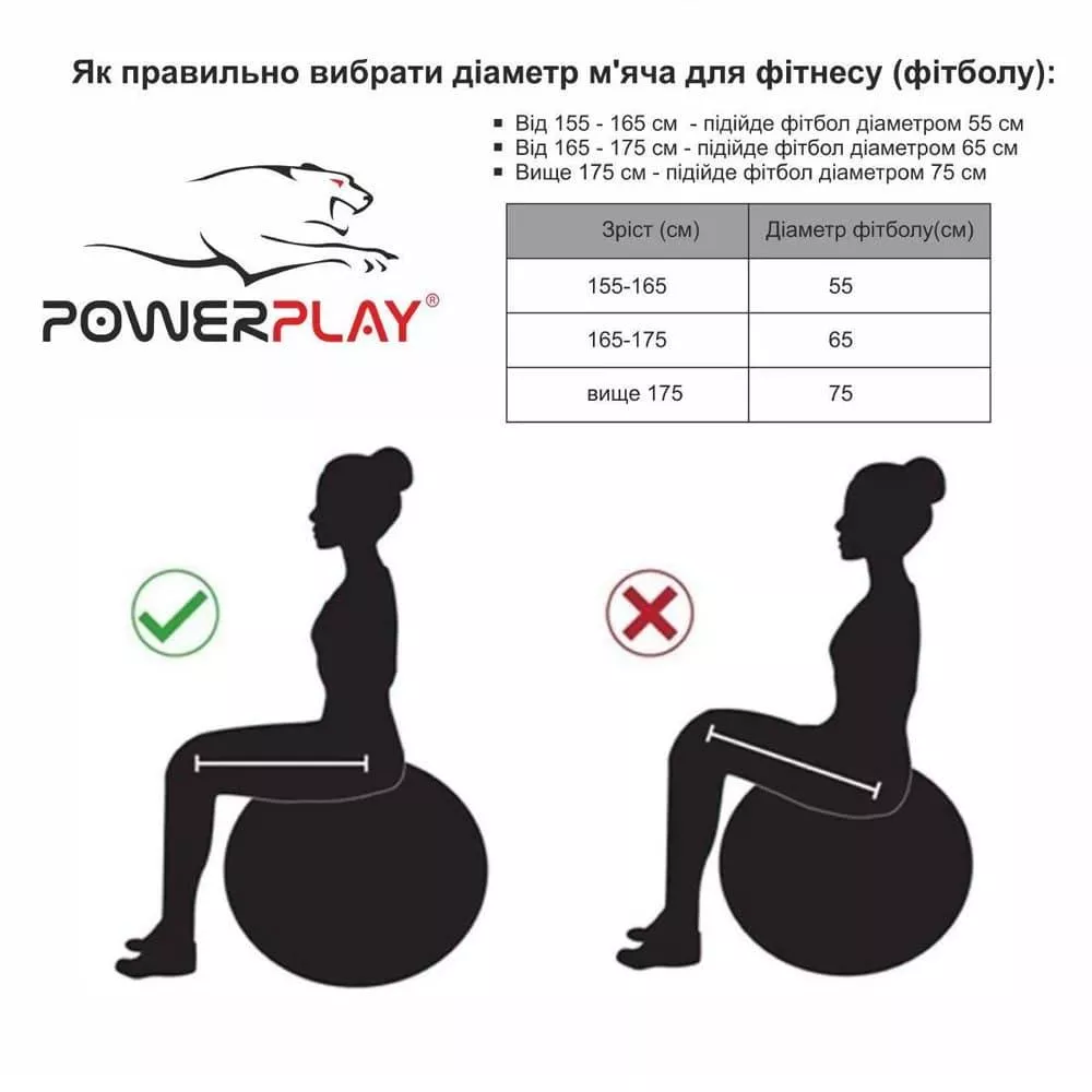 Мяч для фитнеса упрочненный PowerPlay 4000 Premium 65 см Синий + насос