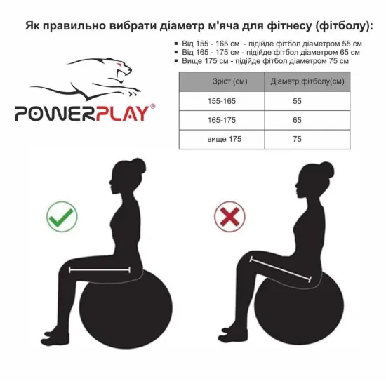 Мяч для фитнеса упрочненный PowerPlay 4000 Premium 65 см Синий + насос