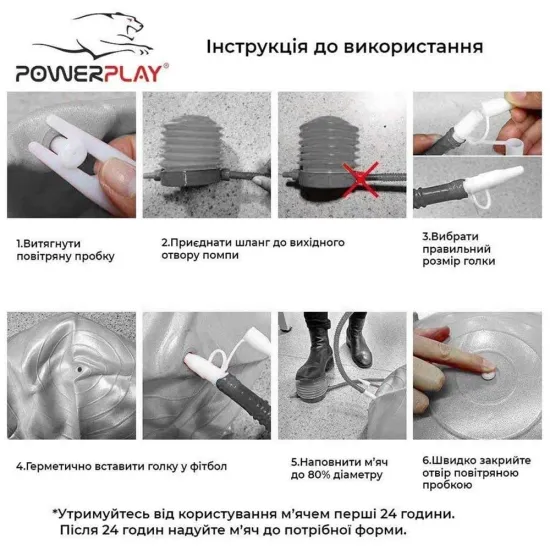 Мяч для фитнеса упрочненный PowerPlay 4000 Premium 65 см Синий + насос