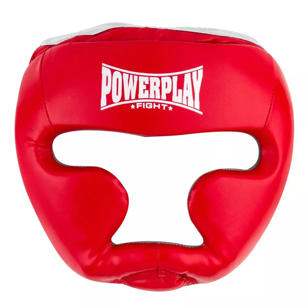 Боксерский шлем тренировочный PowerPlay 3068 PU + Amara Красно-Белый S