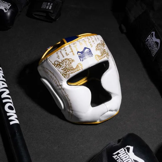 Боксерский шлем Phantom Muay Thai Full Face White Gold-универсальный