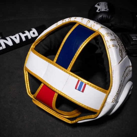 Боксерский шлем Phantom Muay Thai Full Face White Gold-универсальный