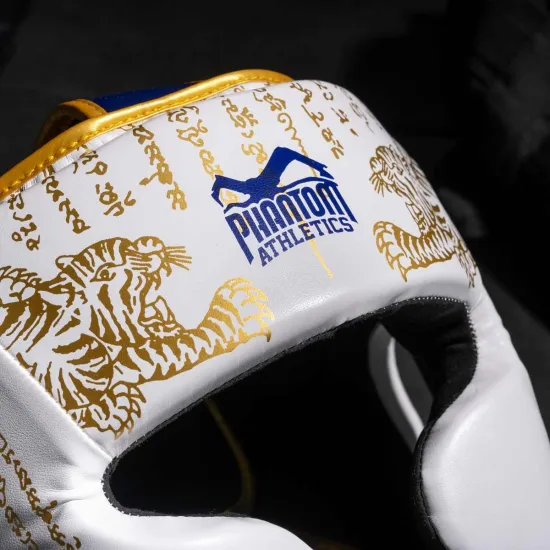Боксерский шлем Phantom Muay Thai Full Face White Gold-универсальный