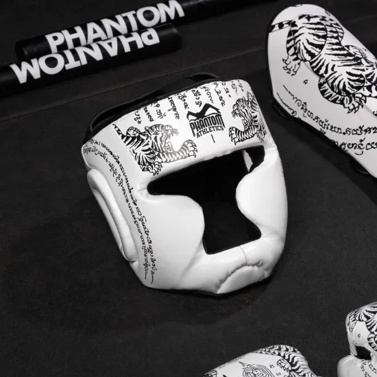 Боксерский шлем Phantom Muay Thai Full Face White-Универсальный