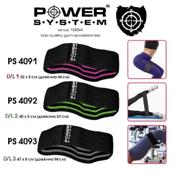 Эспандер для пилатеса Power System PS-4091 Booty Band LVL 1 Black/Pink