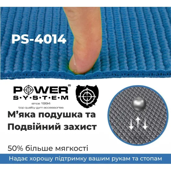 Коврик для йоги и фитнеса Power System PS-4014 Fitness-Yoga Mat Blue